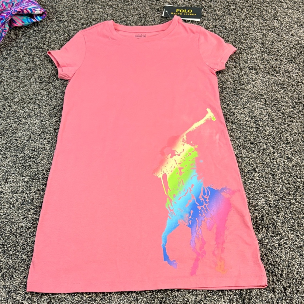 Polo by Ralph Lauren Pink Dress with Rainbow Logo